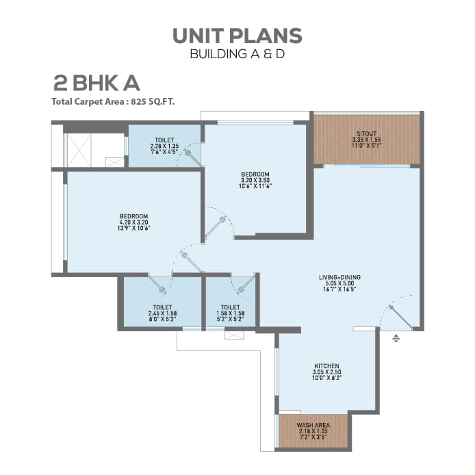 2 BHK Floor Plan